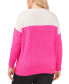 Фото #2 товара Plus Size Cozy Extended Shoulder Color Blocked Sweater