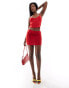 Фото #1 товара Kaiia mesh mini skirt co-ord in red