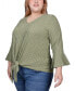 Фото #3 товара Plus Size 3/4 Bell Sleeve Textured Knit Top