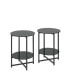 2-Piece Set (Black) Tempered Glass End Table, Round Coffee Table For Bedroom Living Room Office
