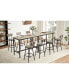 Industrial Style Pub Table Set with 4 PU Leather Bar Chairs