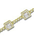 Cubic Zirconia Princess Cut Stones Halo Link Bracelet