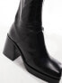 ASOS DESIGN Rover heeled leather boots in black