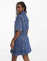 Фото #2 товара Monki denim mini shirt dress in blue