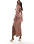 Фото #2 товара Simmi knitted flared sleeve low back maxi jumper dress in mocha