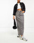 ASOS DESIGN denim maxi skirt with split hem in washed grey