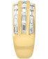 Фото #3 товара Кольцо EFFY Men's Zircon Three Row Band, 14K Gold-Plated Silver