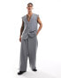 Фото #2 товара ASOS DESIGN smart baggy co-ord trousers with drawcord hem in grey