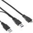 Фото #1 товара InLine USB 3.2 Gen.1 Y-Cable 2x Type A male / Micro B male - black - 1.5m