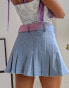 Фото #6 товара Labelrail x Pose and Repeat pleated mini skirt in washed denim with pastel organza scarf belt
