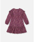 ფოტო #3 პროდუქტის Big Girls Dress With Frills Burgundy Printed Flowers