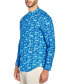 ფოტო #3 პროდუქტის Men's Moisture-Wicking Abstract leaf-Print Button-Down Mandarin Shirt