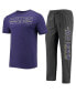 Фото #2 товара Men's Heathered Charcoal, Purple James Madison Dukes Meter T-shirt and Pants Sleep Set