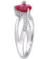 ფოტო #4 პროდუქტის Lab-Grown Ruby (1-5/8 ct. t.w.) & Diamond (1/20 ct. t.w.) Heart Ring in Sterling Silver