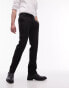 Topman stretch slim textured suit trousers in black