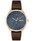 ფოტო #1 პროდუქტის Men's Tyler Quartz Multifunction Brown Leather Watch 43mm