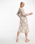 Vero Moda long sleeve midi dress in pink and purple floral