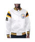 Фото #1 товара Men's White Pittsburgh Steelers Satin Full-Snap Varsity Jacket