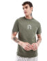 ASOS DESIGN standard t-shirt in khaki with chest print Зеленый, XL - Chest 44 - фото #4