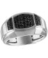 ფოტო #3 პროდუქტის Men's Black Diamond Triple Cluster Ring (1/2 ct. t.w.) in Sterling Silver-Plate