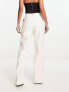 Фото #2 товара NA-KD faux leather straight leg trousers in off white