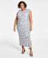 Фото #1 товара Trendy Plus Size Printed Sleeveless Ruched-Side Midi Dress, Created for Macy's