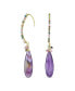 ფოტო #1 პროდუქტის Boho Wire Wrap Cluster Bead Accent Linear Elongated Fish Hook Pink Tourmaline Amethyst Long Teardrop Gemstone Chandelier Dangle Earrings Gold Plated