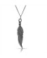ფოტო #2 პროდუქტის Feather Leaf Dangling Pendant Charm Necklace Western Jewelry For Women Blackened Antiqued .925 Sterling Silver 18 Inches