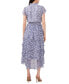Фото #2 товара Women's Floral-Printed Smocked-Waist Tiered Midi Dress