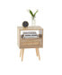 Фото #2 товара Rattan End Table With Drawer And Solid Wood Legs, Modern Nightstand, Side Table