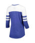 Women's Heather Royal New York Mets League Leader Tri-Blend 3/4-Sleeve V-Neck T-shirt