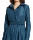 ფოტო #4 პროდუქტის Women's Faille Long Sleeve Collared Belted Midi Dress