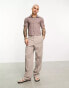 Фото #2 товара ASOS DESIGN cropped muscle polo shirt in brown texture with retro collar