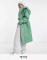 Noisy May Petite longline padded coat with hood in green grün, XS - фото #1