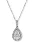 ფოტო #1 პროდუქტის Diamond Teardrop Cluster Halo Pendant Necklace (5/8 ct. t.w.) in 14k Gold or 14K White Gold