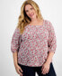 Plus Size Millies Square-Neck 3/4-Sleeve Top, Created for Macy's Millies Eggnog, 2X - фото #1