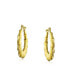 Фото #2 товара Light Weight Hollow Medium Bamboo Hoop Earrings For Women Gold Plated Brass For Women Diameter 1.25 Inch