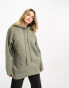 Miss Selfridge knit oversized longline hoody in charcoal marl