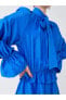 Bağlamalı Yaka Düz Uzun Kollu Viskon Kadın Abiye Elbise