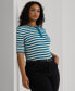 ფოტო #1 პროდუქტის Plus Size Striped Henley Tee