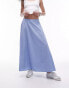 Фото #1 товара Topshop midi cotton full skirt in blue micro check