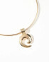 DesignB London torque choker necklace with swirl pendant in gold