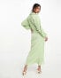 Фото #4 товара ASOS DESIGN textured collared wrap midi dress in mint