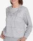 ფოტო #5 პროდუქტის Casual Fridays Women's Embroidered Boxes Cozy Crew Neck Top