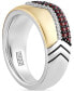ფოტო #4 პროდუქტის Garnet (3/4 ct. t.w.) & Diamond (1/10 ct. t.w.) Ironman Ring in Sterling Silver & Gold-Plate