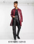 Фото #2 товара ASOS DESIGN faux leather snake trench coat in burgundy