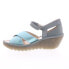 Fly London Yent YENT365FLY-004 Womens Blue Leather Wedges Sandals Shoes 41