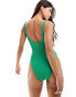 South Beach low back crinkle swimsuit in green grün, 34 - фото #2