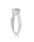 Sterling Silver Four-Prong Round Larimar with White CZ Side Stones Ring