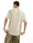 ASOS DESIGN relaxed towelling t-shirt with chest embroidery in beige